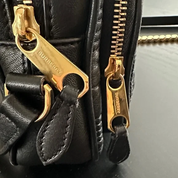 Burberry Black Quilted Crossbody Bag with Gold Accents - Picture 5 of 10